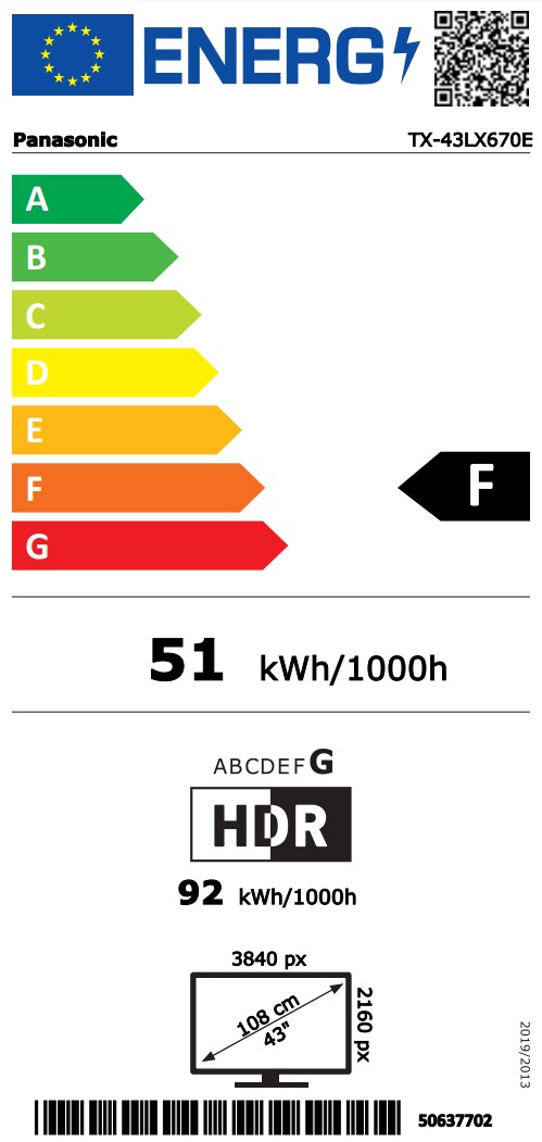 tx-43lx670e Energimrke