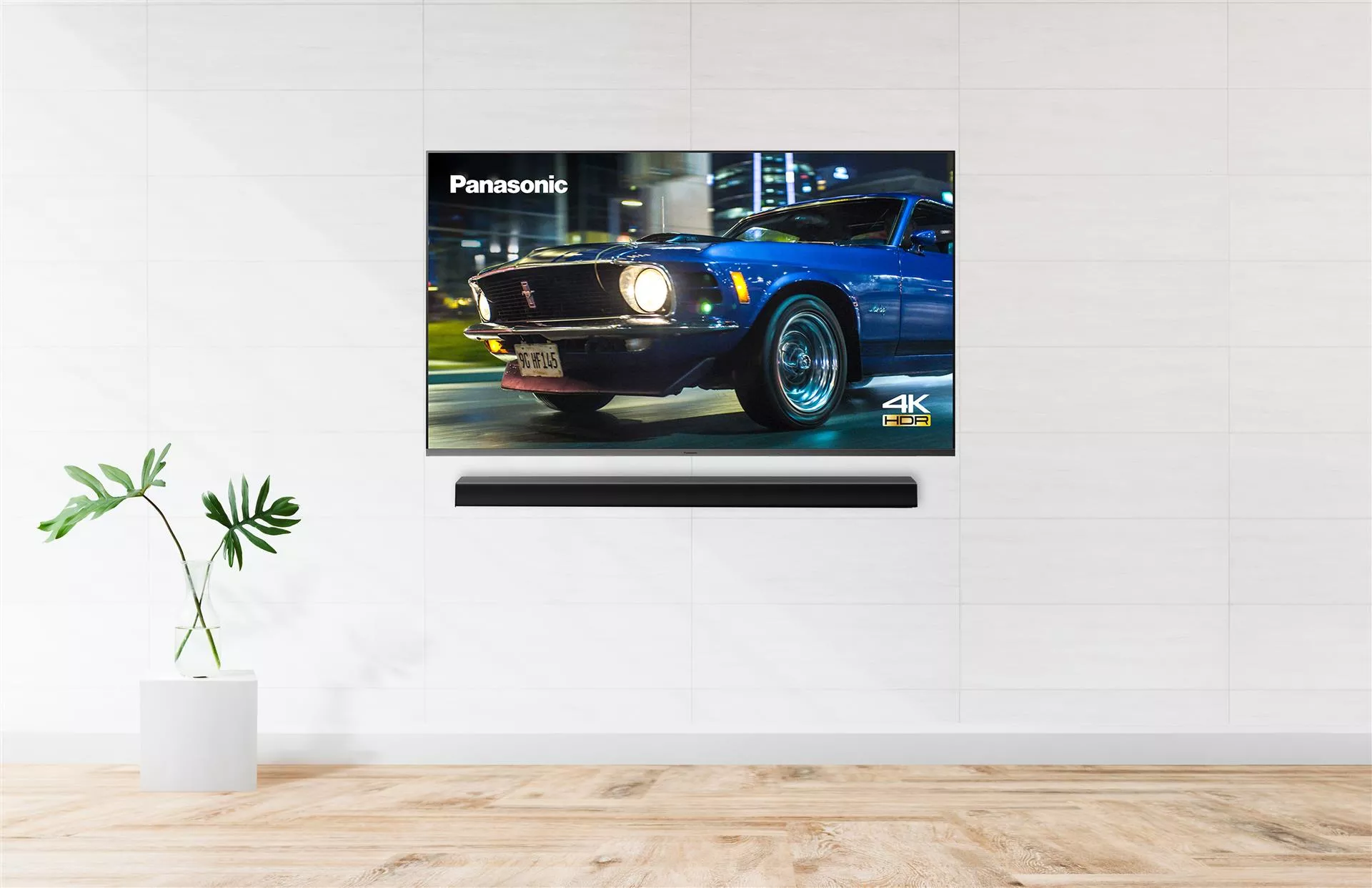 50" 4K LED-TV m.soundbar på væg